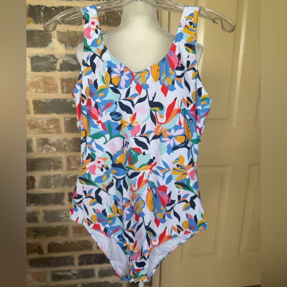 Tropical Print Multi Color Floral One-Piece Swimsuit Size Large - Picture 10 of 14